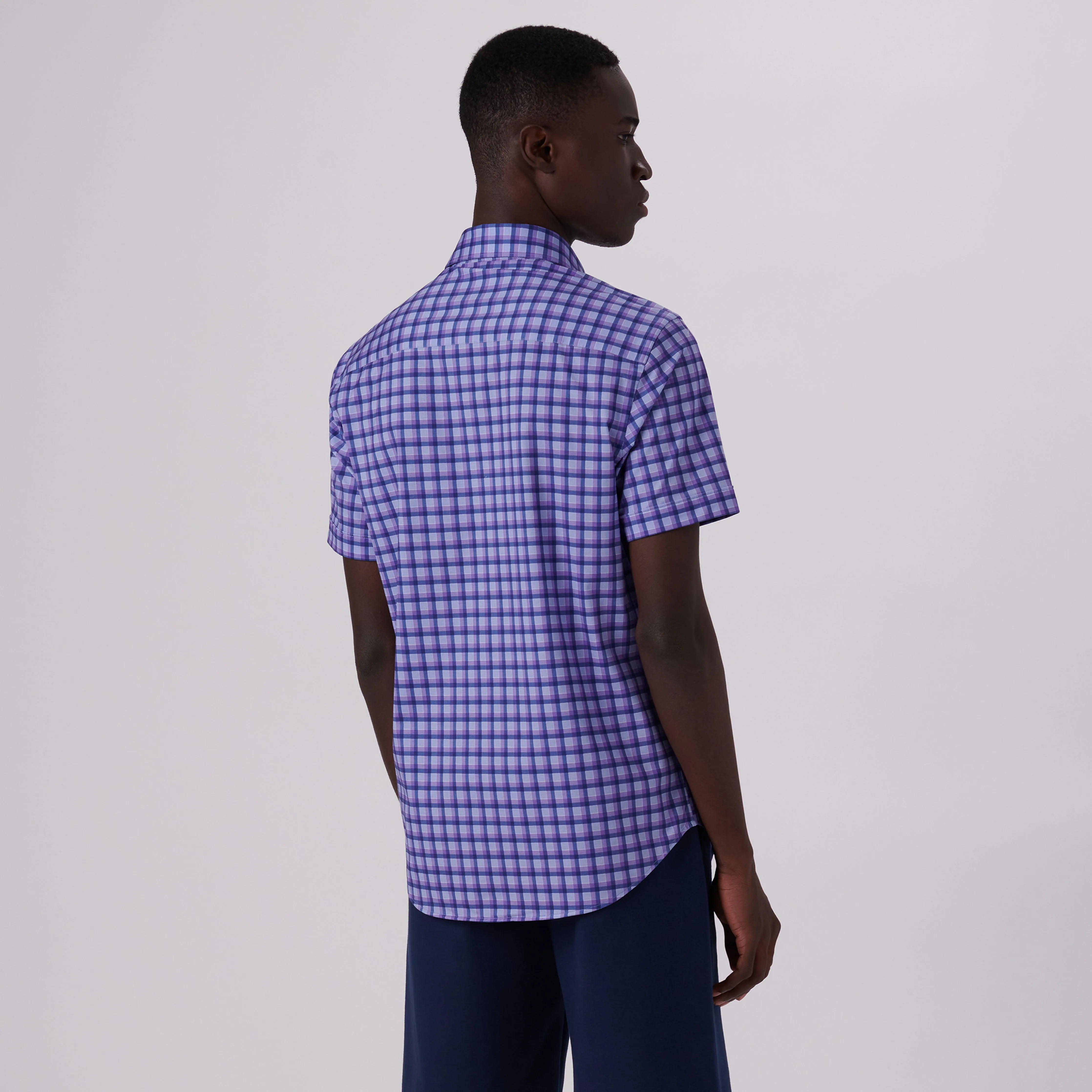 Miles Shadow Check Print OoohCotton Short Sleeve Shirt