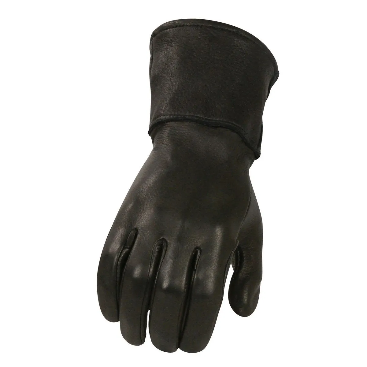 Milwaukee Leather Men's Gauntlet Motorcycle Hand Gloves- Black Deerskin Long Cuff Thermal Lined Leather Palm - G317