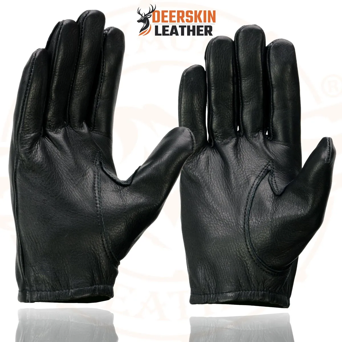 Milwaukee Leather SH887 Men's Black Unlined Deerskin Lightweight Motorcycle Hand Gloves W/ Short Wrist and Sinch Closure