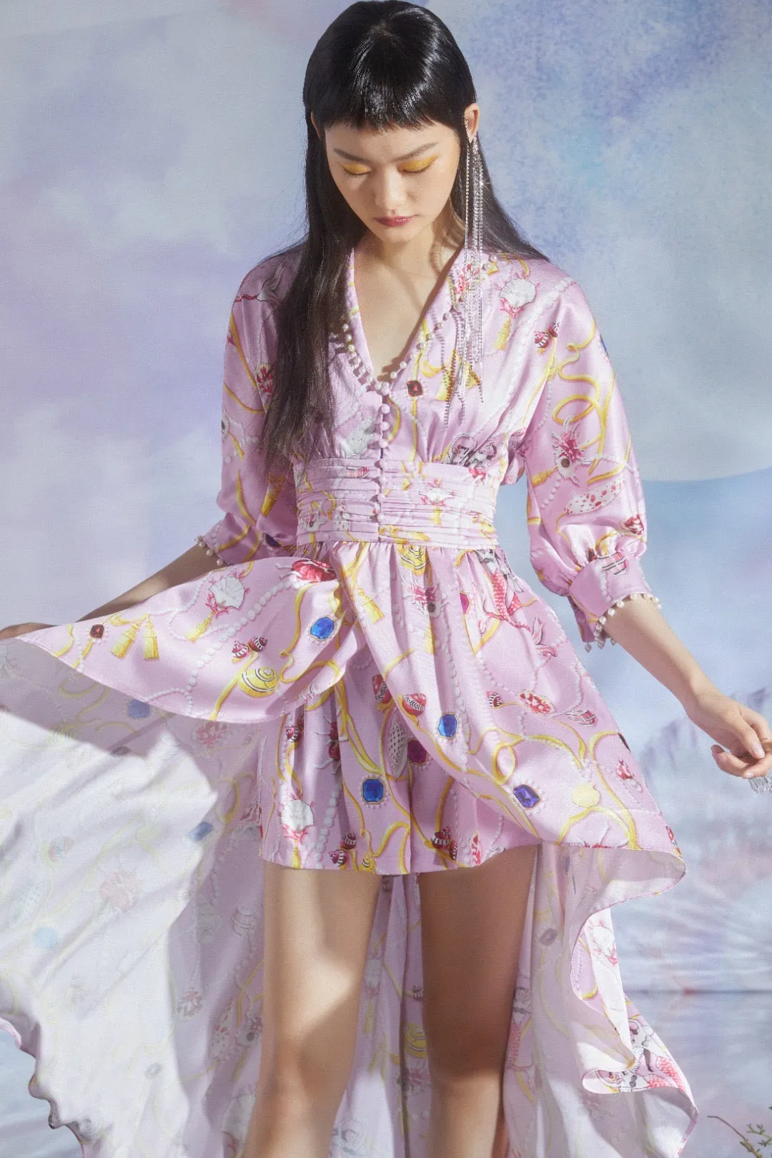 Mukzin | Irregular Pink Dress and Shorts Set - Dragon Scale Pavilion