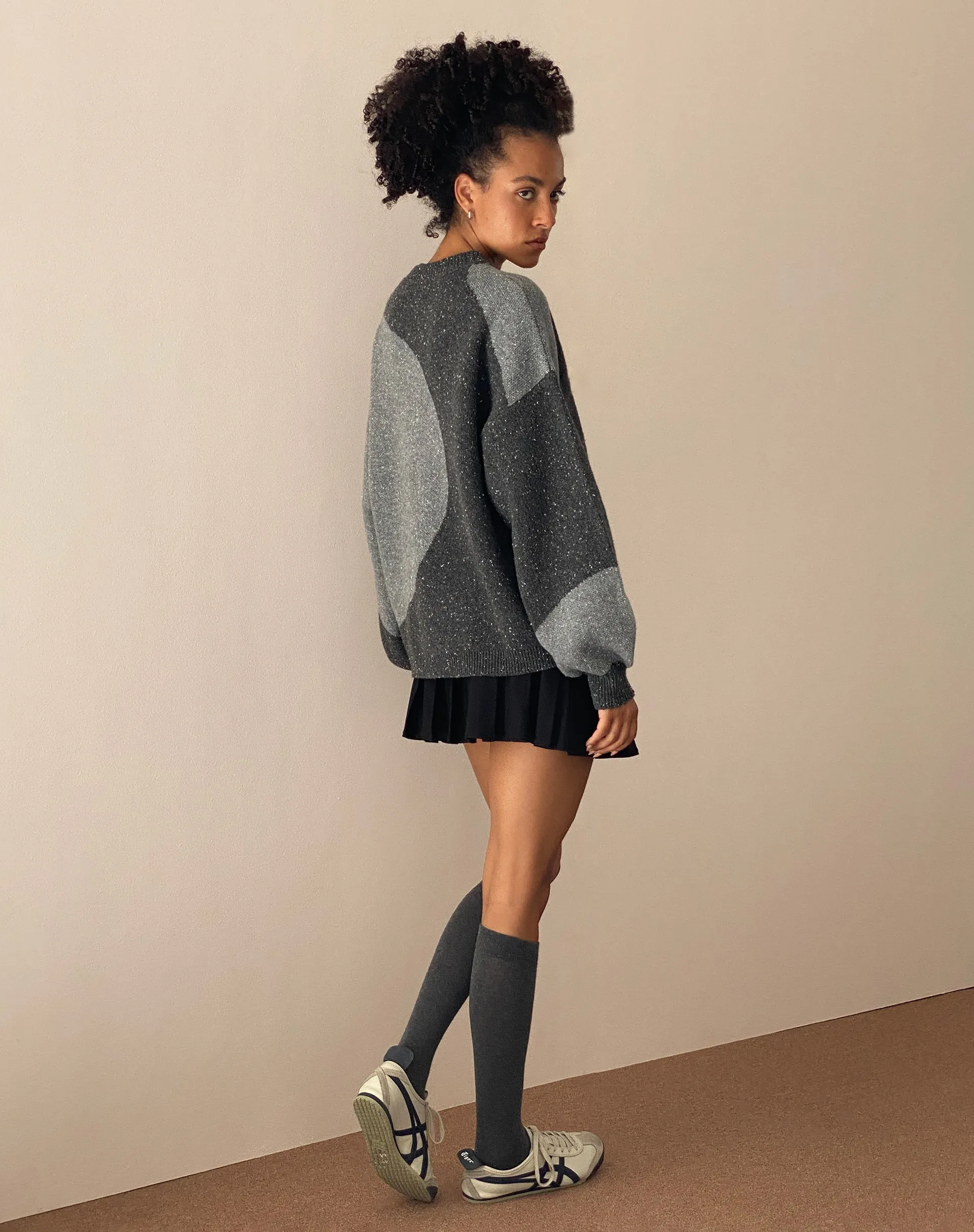 Namari Jumper in Black and Charcoal Mix Knit