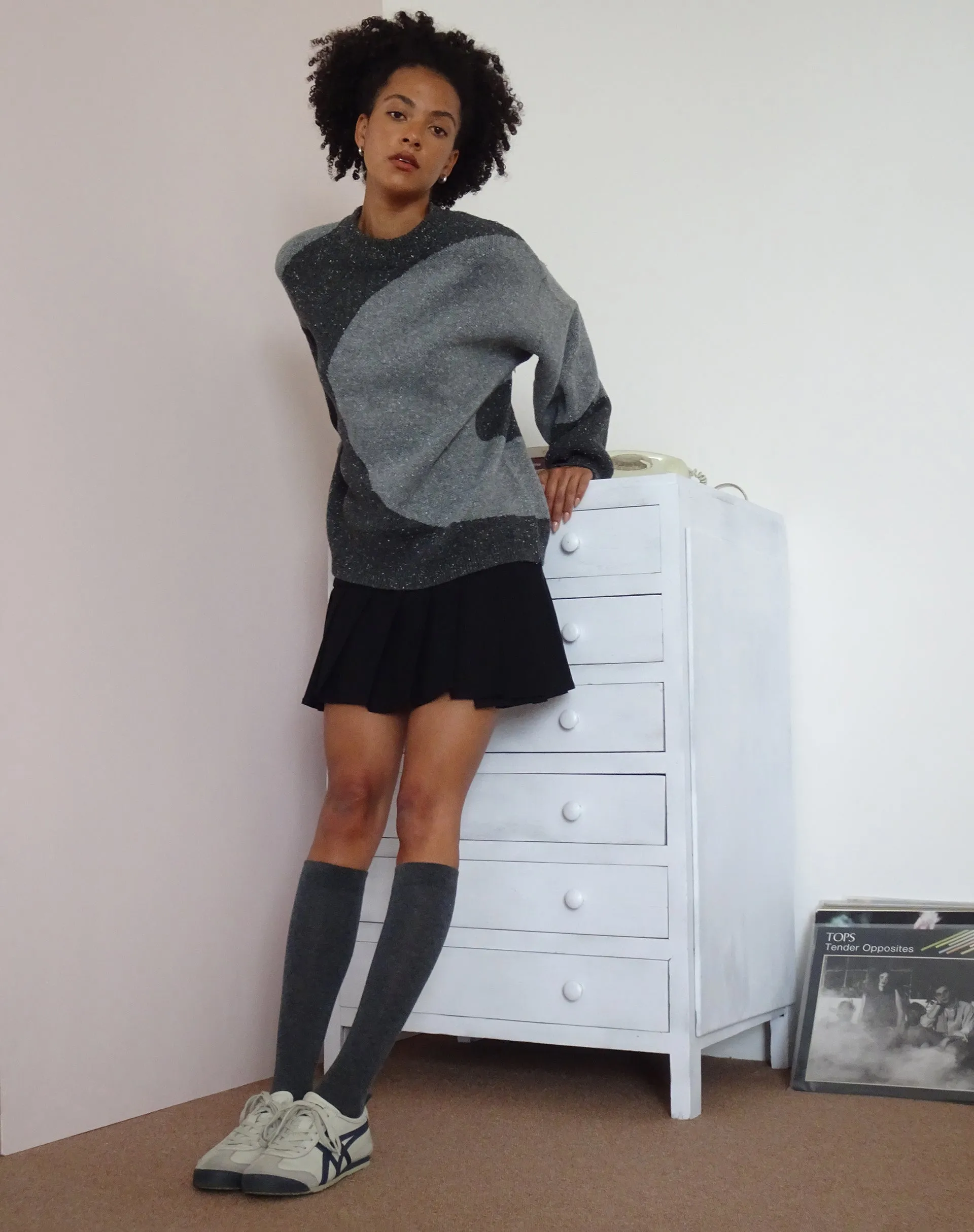 Namari Jumper in Black and Charcoal Mix Knit