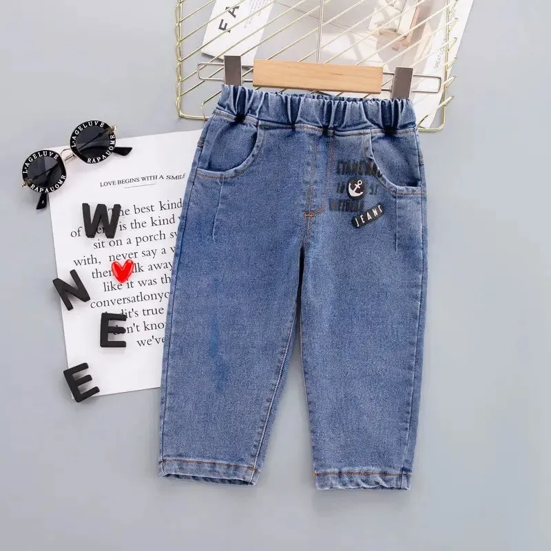 New Hot Kids Boys Girls Jeans Pants Children Trousers Boys Girls Jeans Boys Casual Pants Cartoon Jeans Kids 1 2 3 4 YEARS