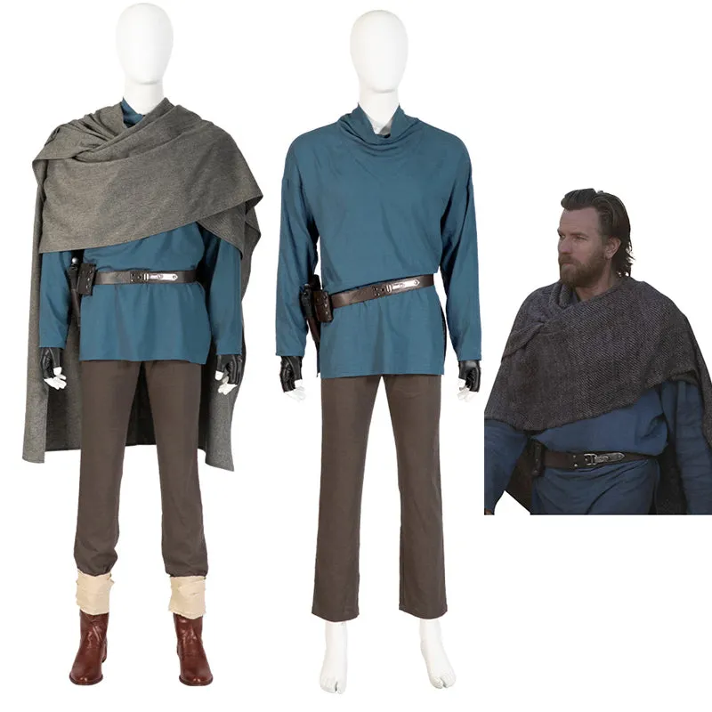 Obi-Wan Kenobi Costume Star Wars Jedi Master Cosplay Blue Shirt Suit Full Set