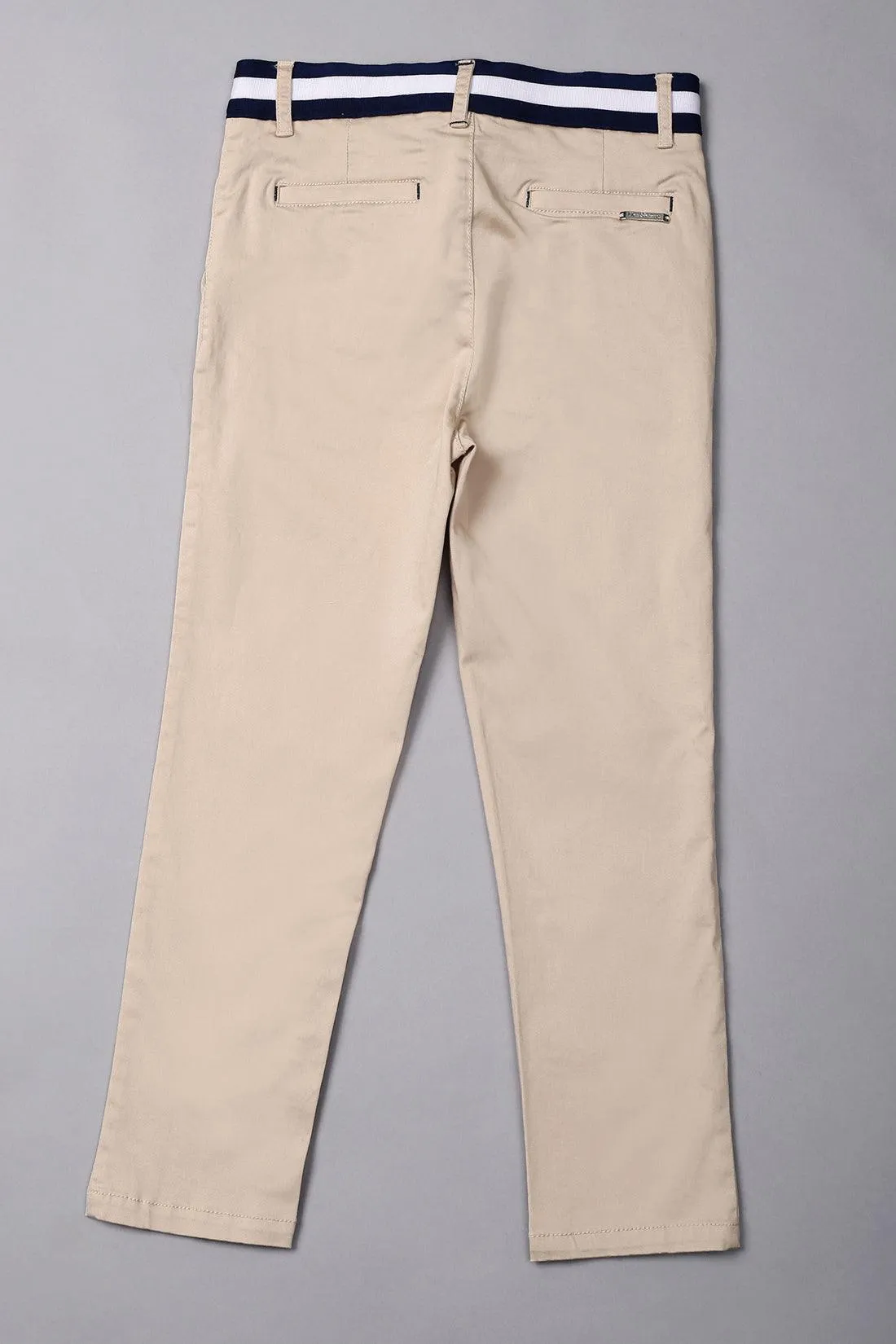 One Friday Kids Boys Beige Cotton Solid Trouser