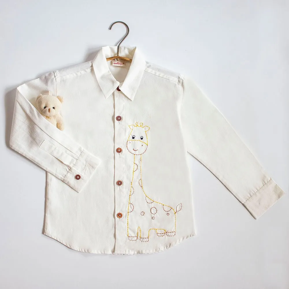 Organic Cotton Embroidered Formal Shirt | Frosty Giraffe