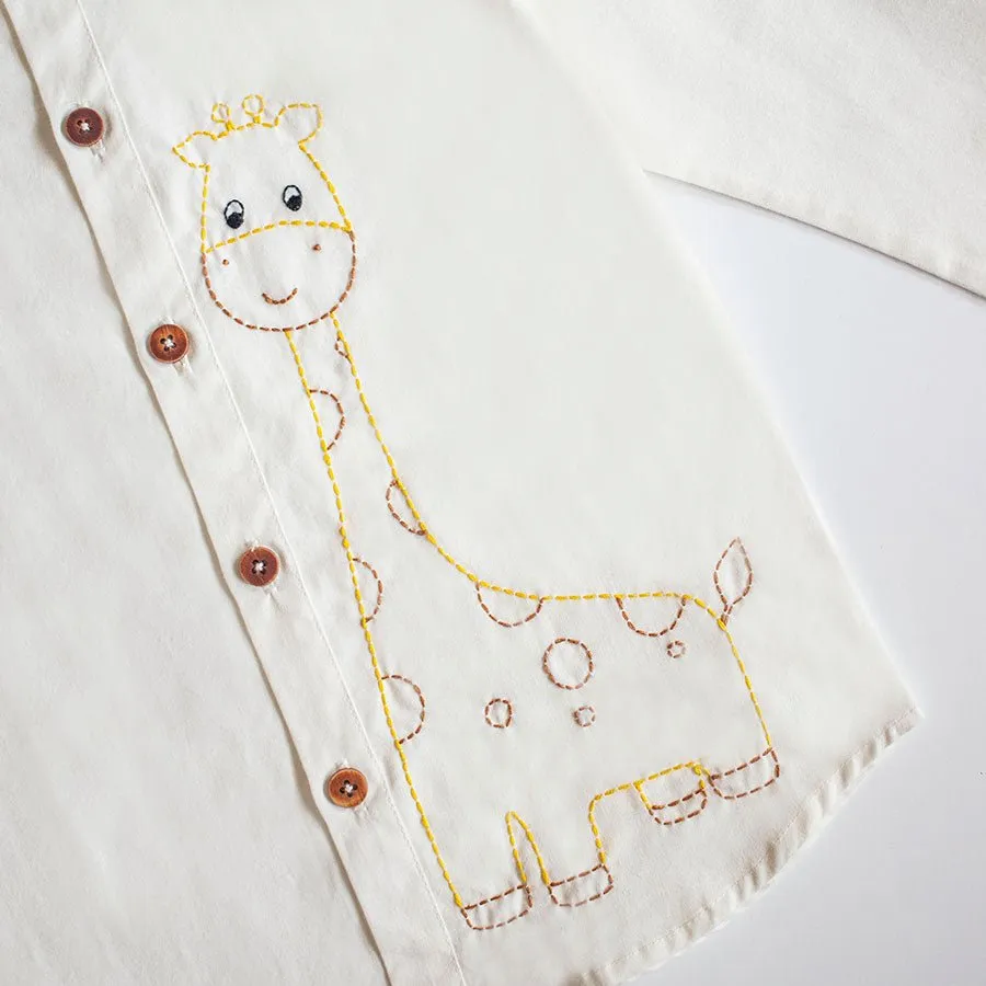 Organic Cotton Embroidered Formal Shirt | Frosty Giraffe