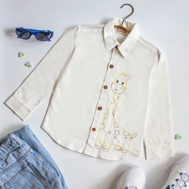 Organic Cotton Embroidered Formal Shirt | Frosty Giraffe