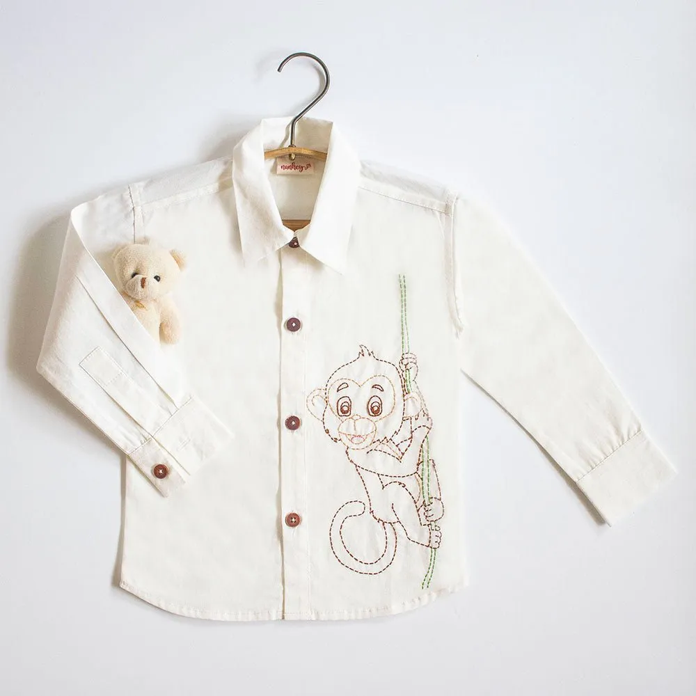 Organic Cotton Embroidered Formal Shirt- Frosty Monkey