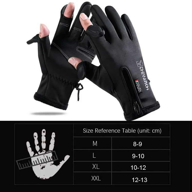 Outdoor Sports Riding Warm Gloves Touch Screen Fingerless Fishing Gloves, Size: M(Grey)