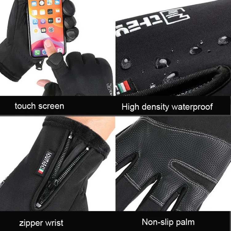 Outdoor Sports Riding Warm Gloves Touch Screen Fingerless Fishing Gloves, Size: M(Grey)