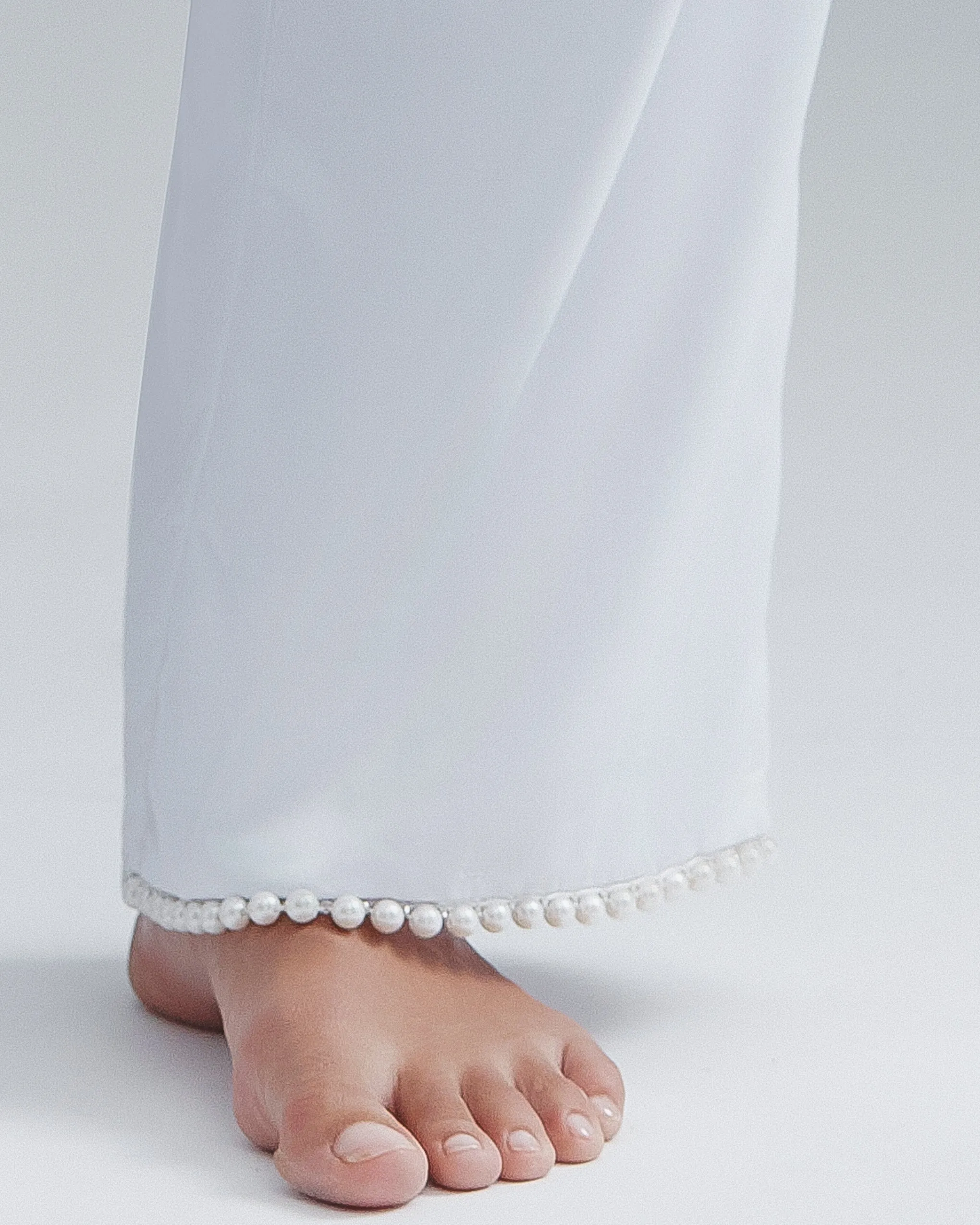 Pearl Luxury Satin Trousers White/Pearl