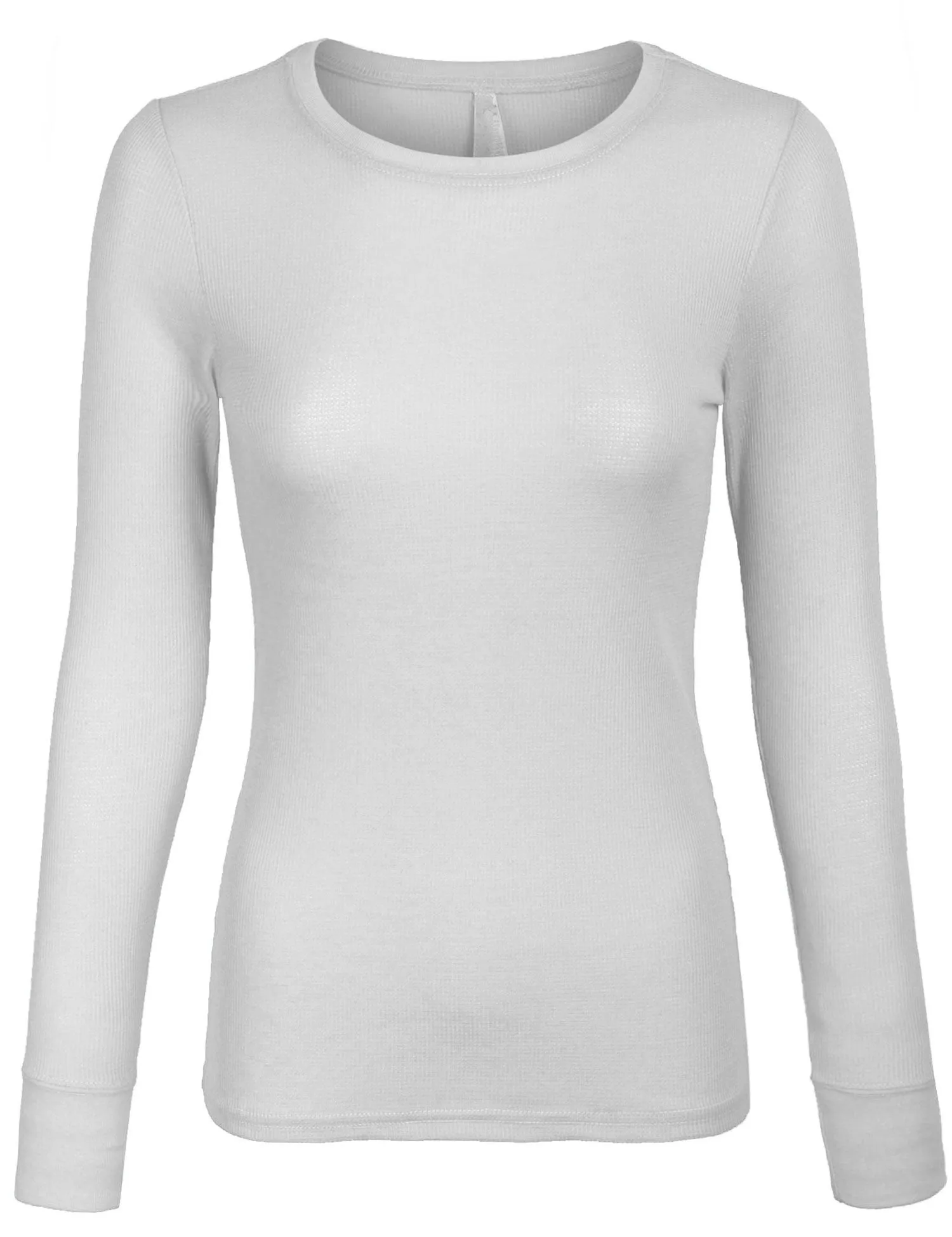 Plain Basic Round Crew Neck Thermal Long Sleeves T Shirt Top