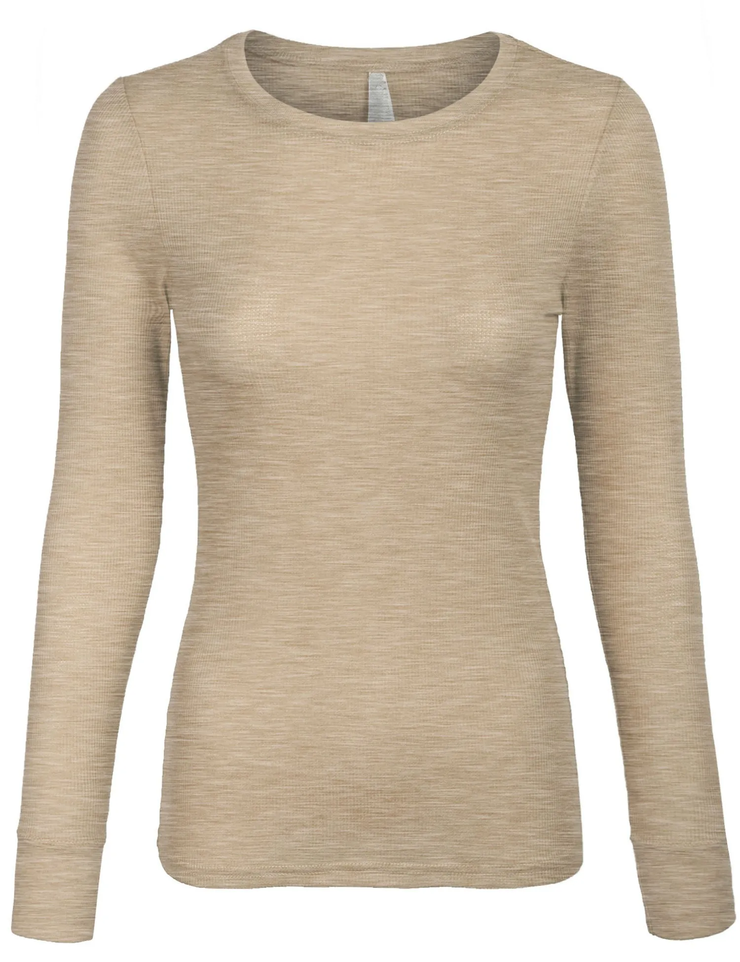 Plain Basic Round Crew Neck Thermal Long Sleeves T Shirt Top