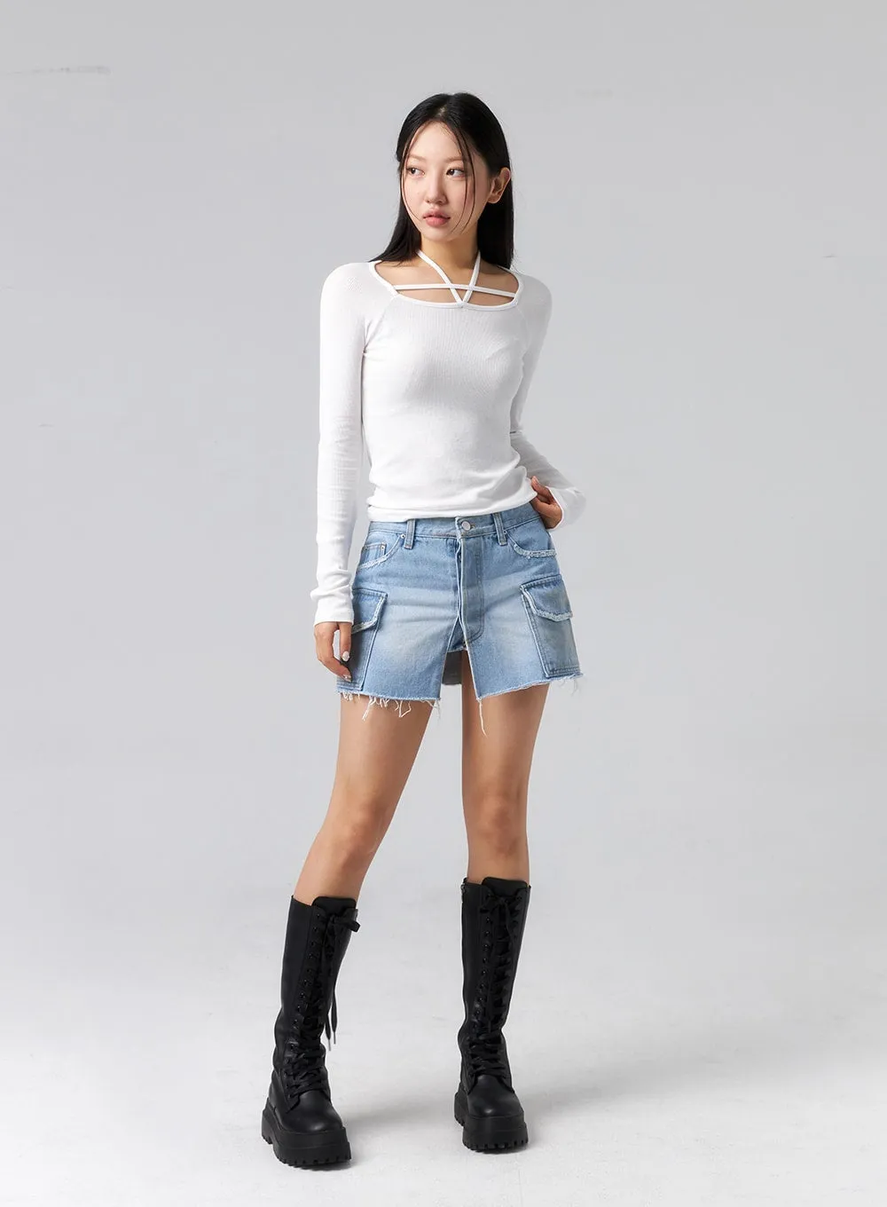 Pocket Denim Mini Skirt CL320