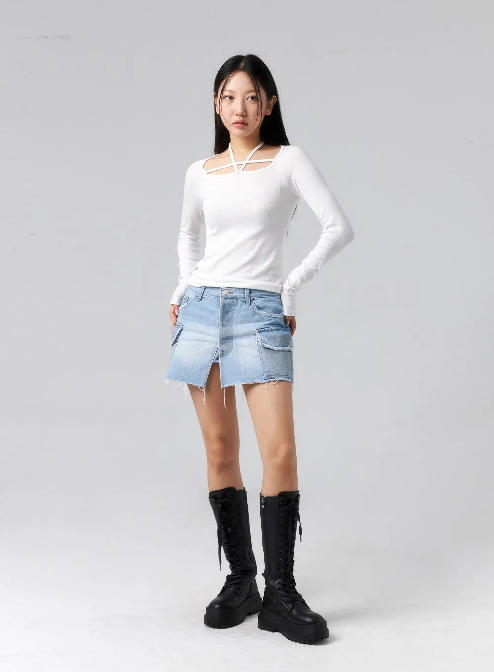 Pocket Denim Mini Skirt CL320