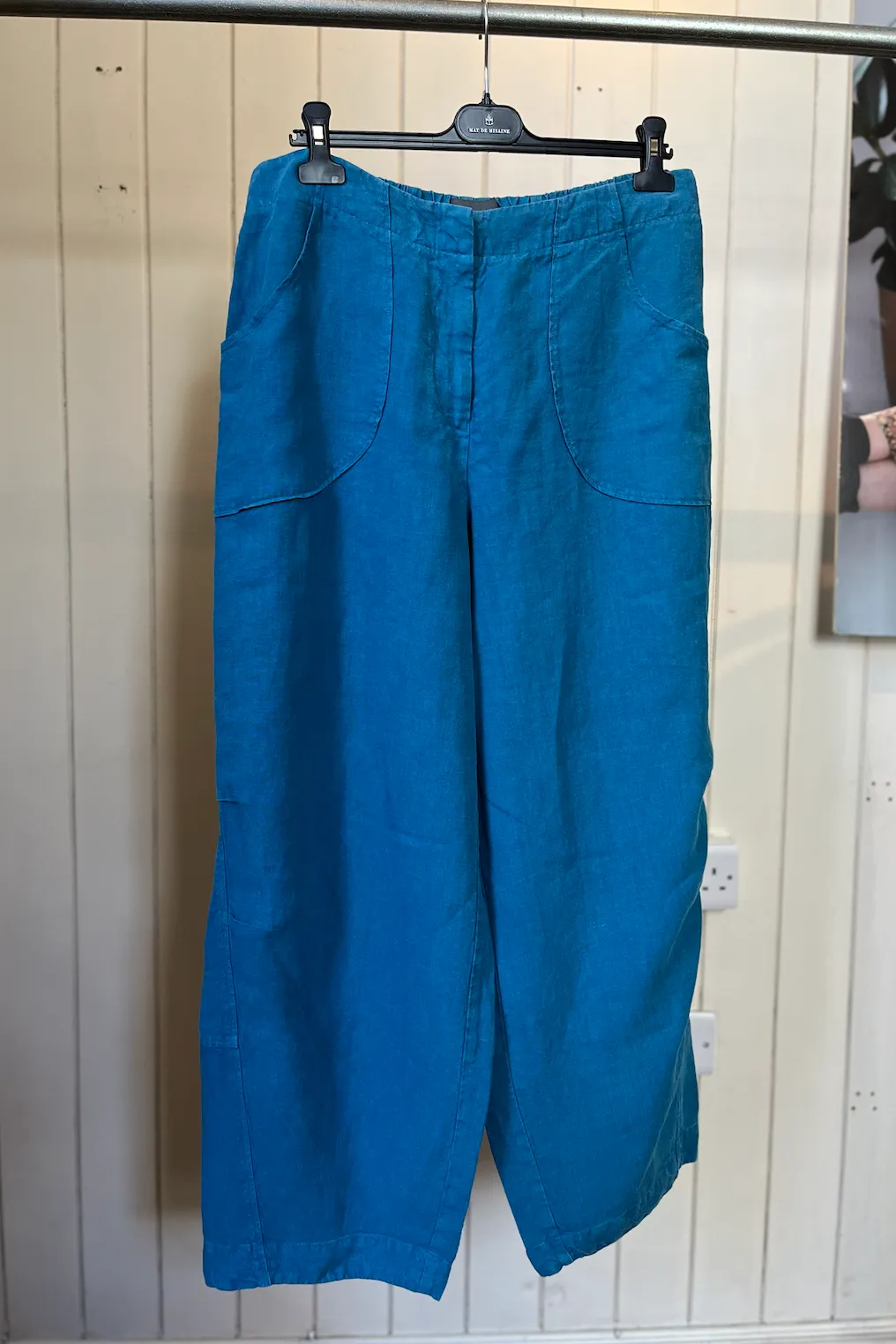 Re-Wear Oska Turquoise Linen Wide Leg Trousers