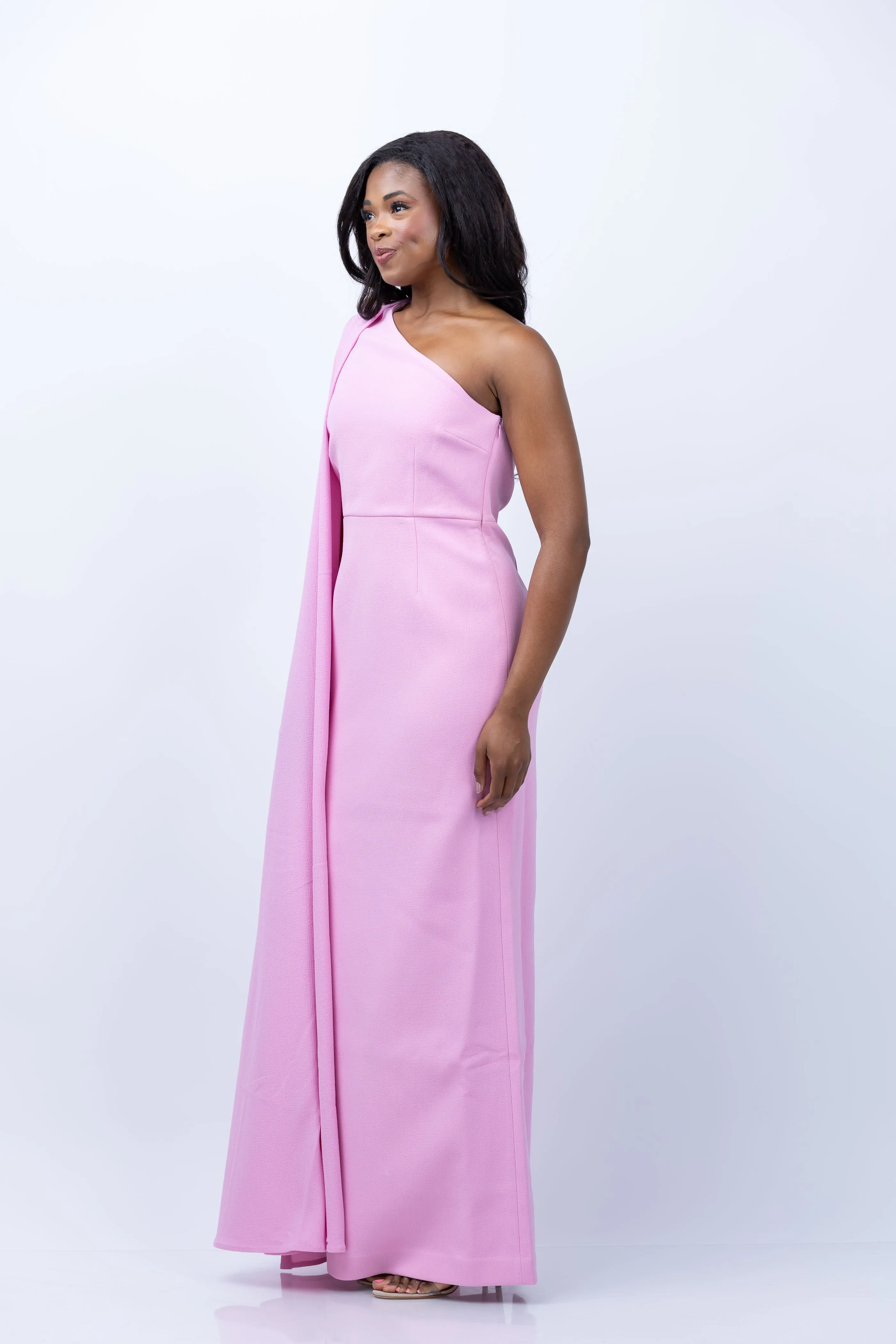 Rebecca Vallance Odetta One Shoulder Gown in Pink