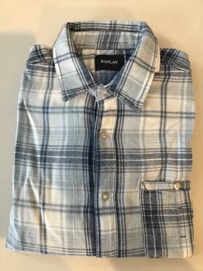 REPLAY Pocket Check Shirt Blue Blue