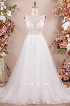 Romantic 3D Lace Tulle Sleeveless Puffy A-line Bridal Gown