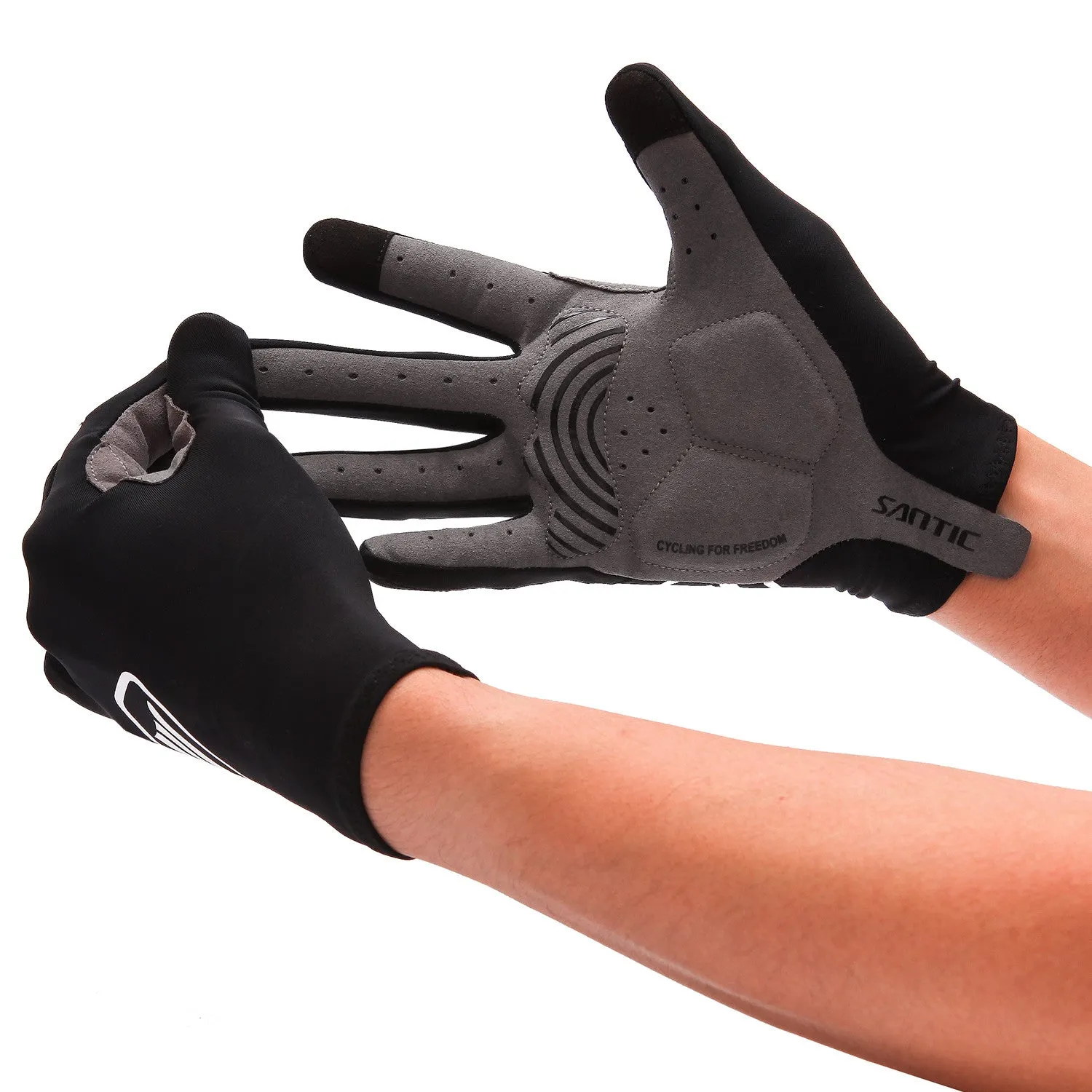 Santic Lance Men Black Cycling Gloves Full Finger