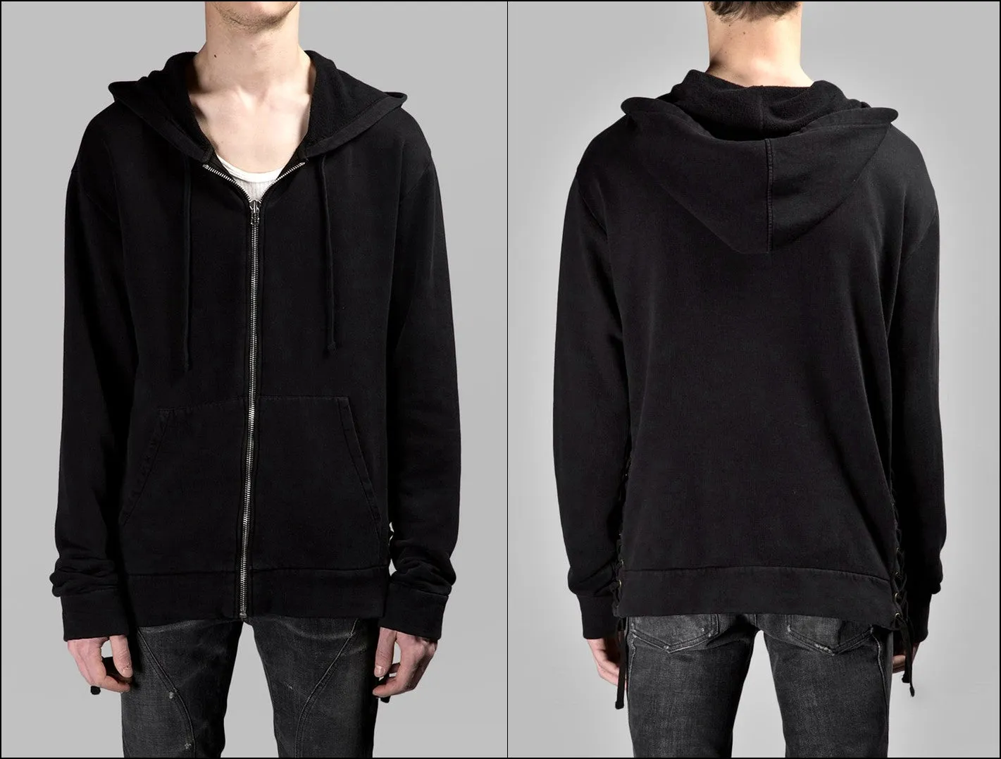 SIDE STRINGS Men's Black Hoodie /Big Hood / Oversized Sweatshirt