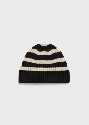 Signature stripe beanie black