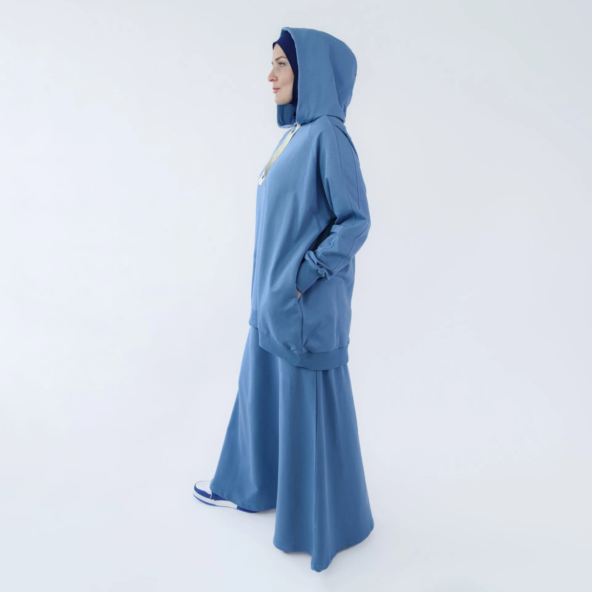 Sport Hijab Style: "Blue Cloud", Tracksuit - Hoodie with Skirt