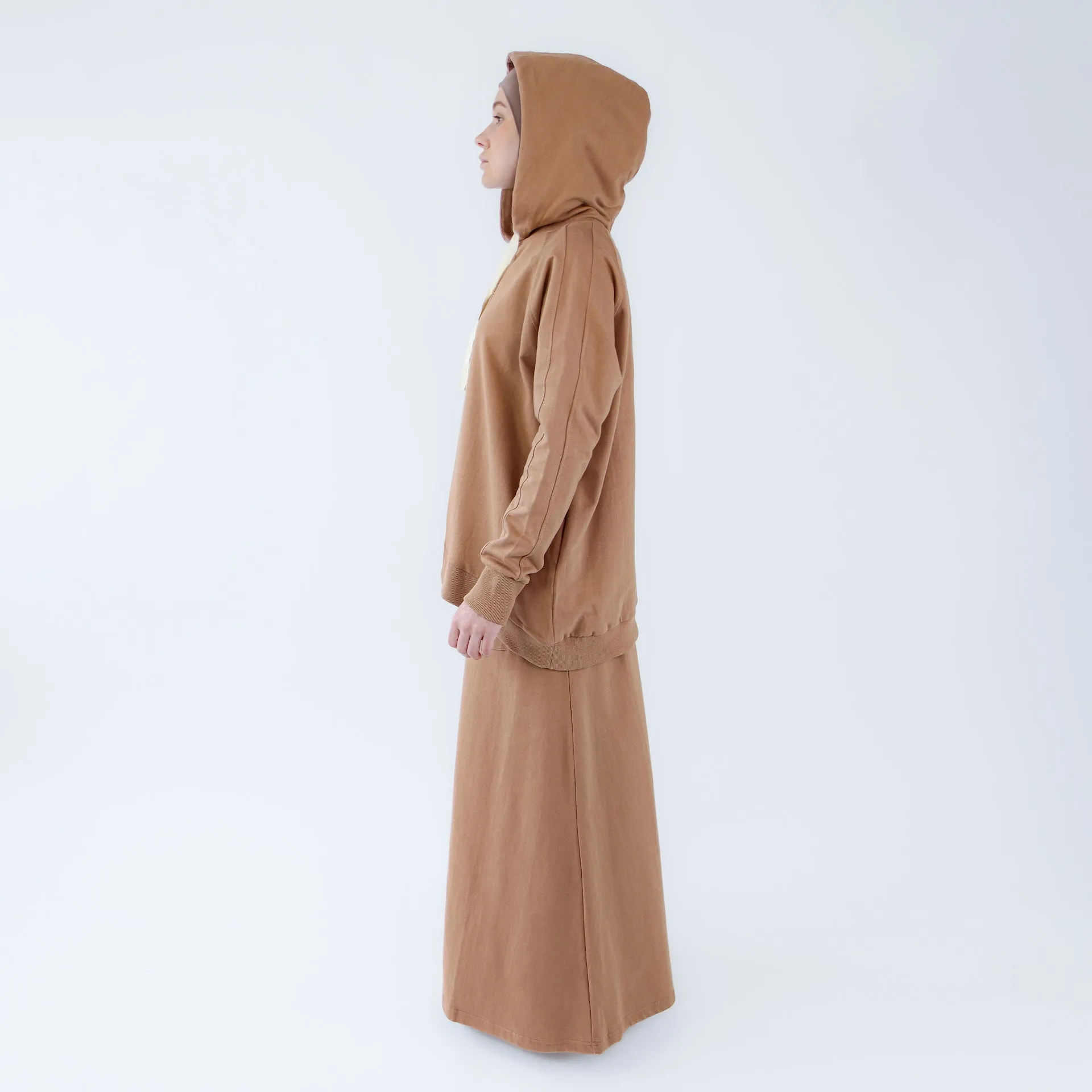 Sport Hijab Style: "Milk Coffee", Tracksuit - Hoodie with Skirt