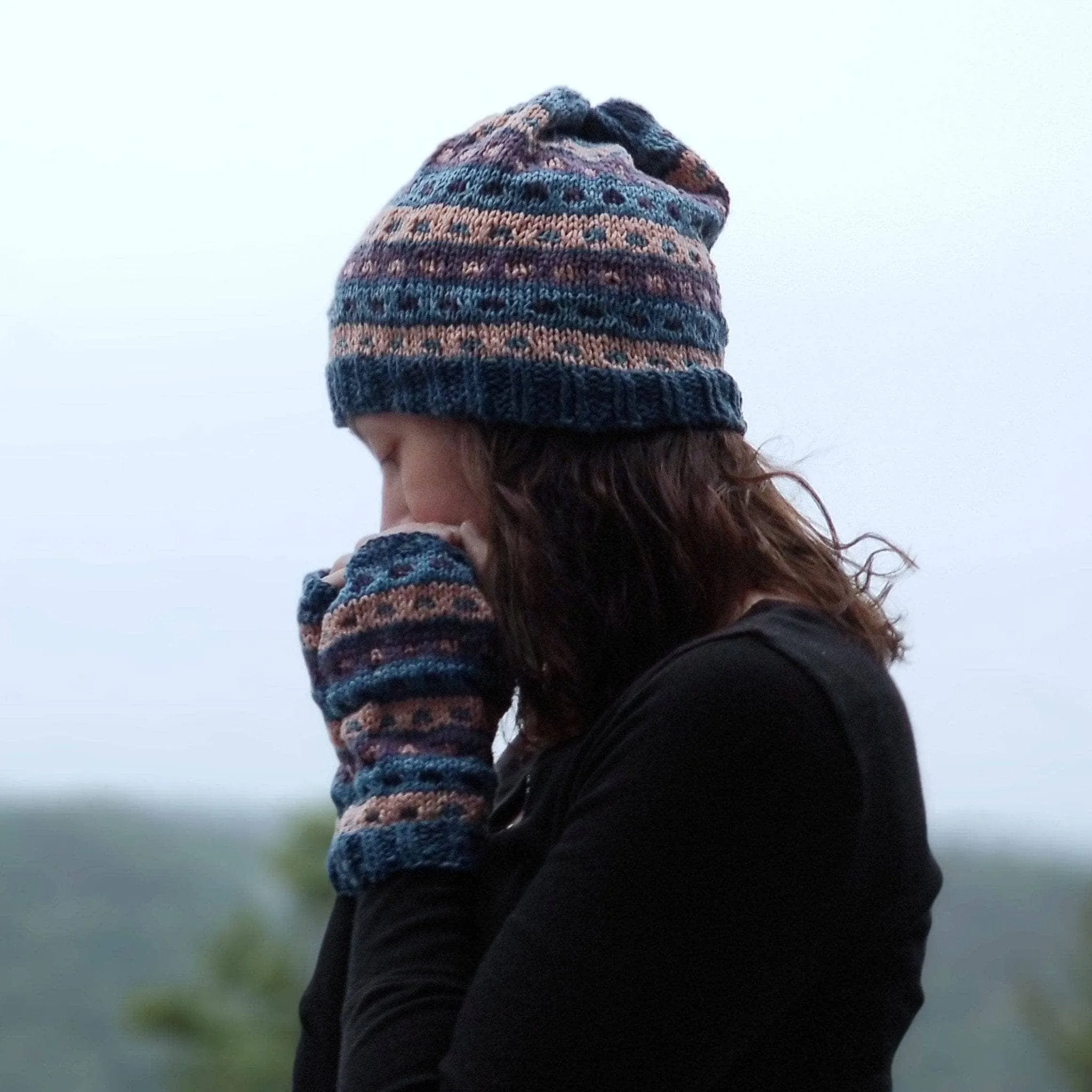 Stripe-A-Dots Hat and Gloves Knitting Kit