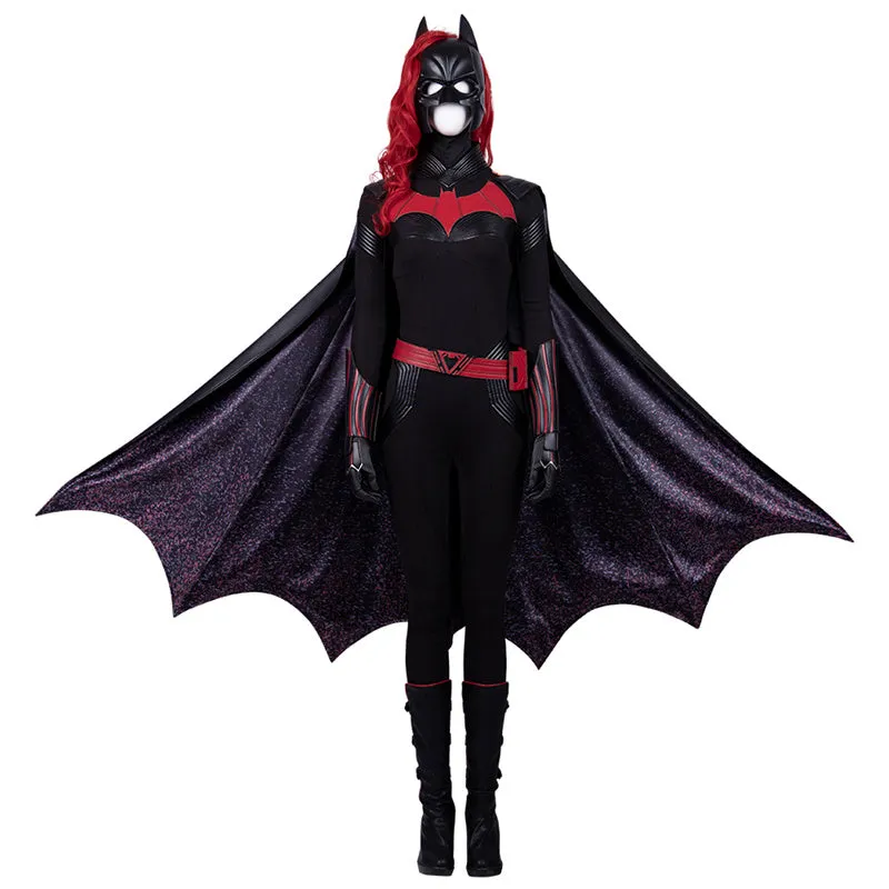 Superhero Batwoman Cosplay Costume Batwoman Bodysuit Mask Wigs Cape Outfit