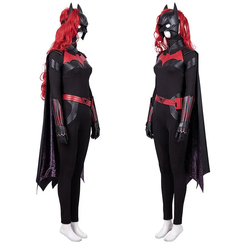 Superhero Batwoman Cosplay Costume Batwoman Bodysuit Mask Wigs Cape Outfit