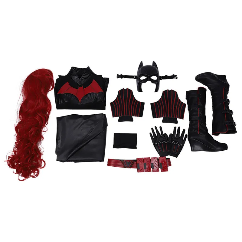 Superhero Batwoman Cosplay Costume Batwoman Bodysuit Mask Wigs Cape Outfit