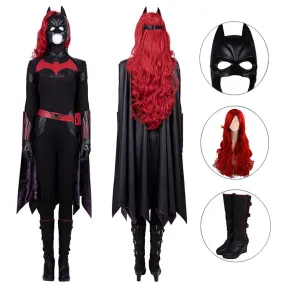 Superhero Batwoman Cosplay Costume Batwoman Bodysuit Mask Wigs Cape Outfit