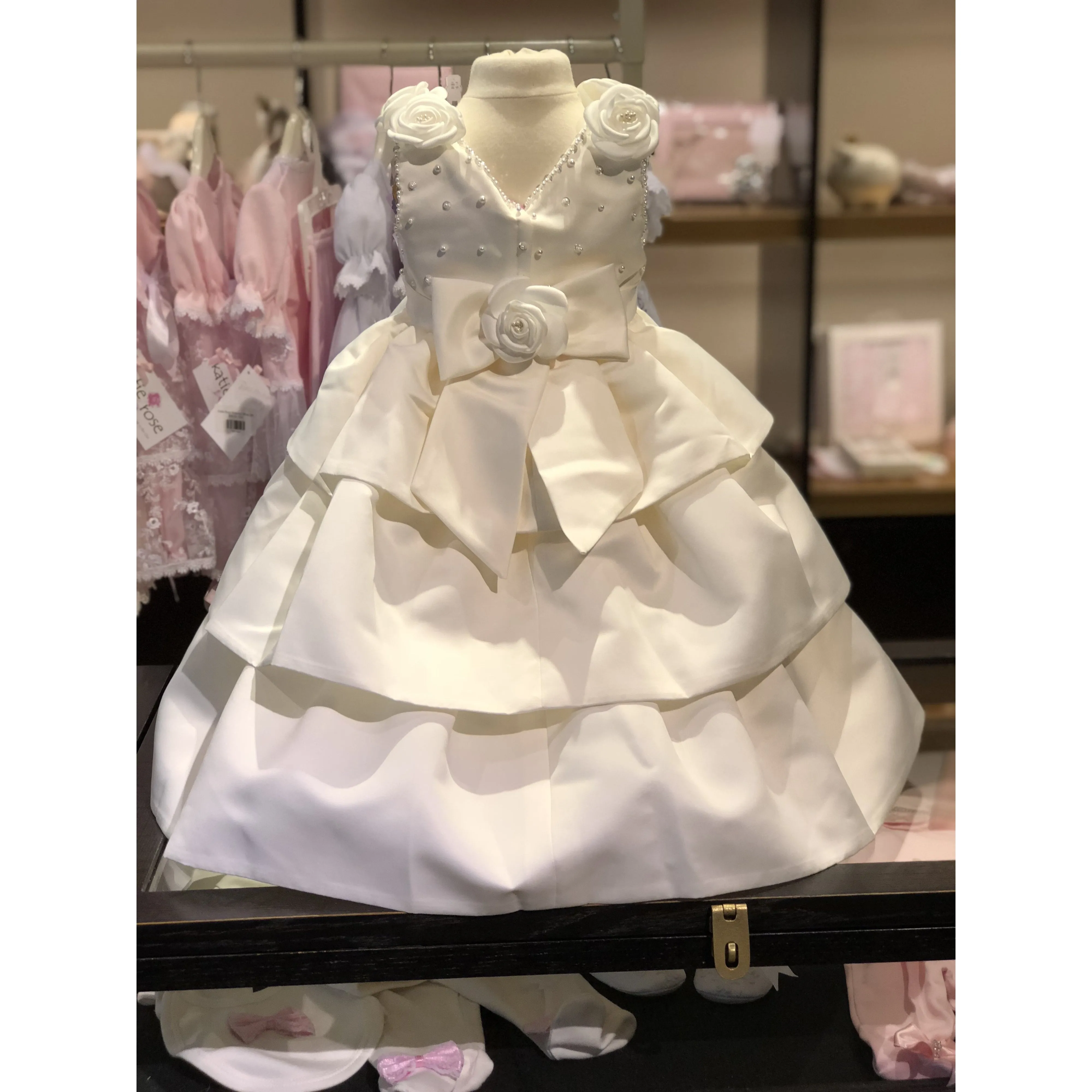 Sweetie Pie Ivory Satin Dress