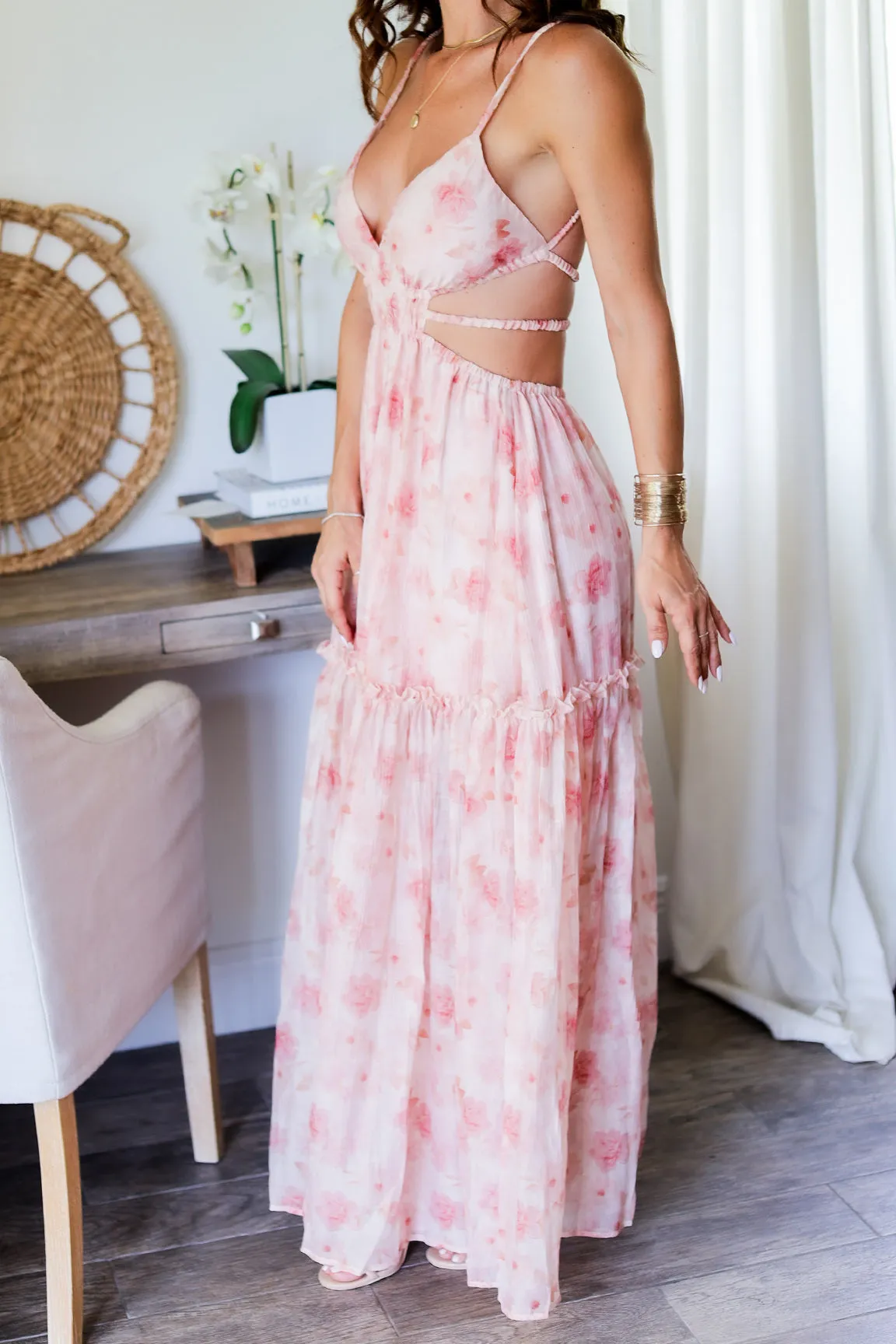 The Maci Floral Maxi - Blush