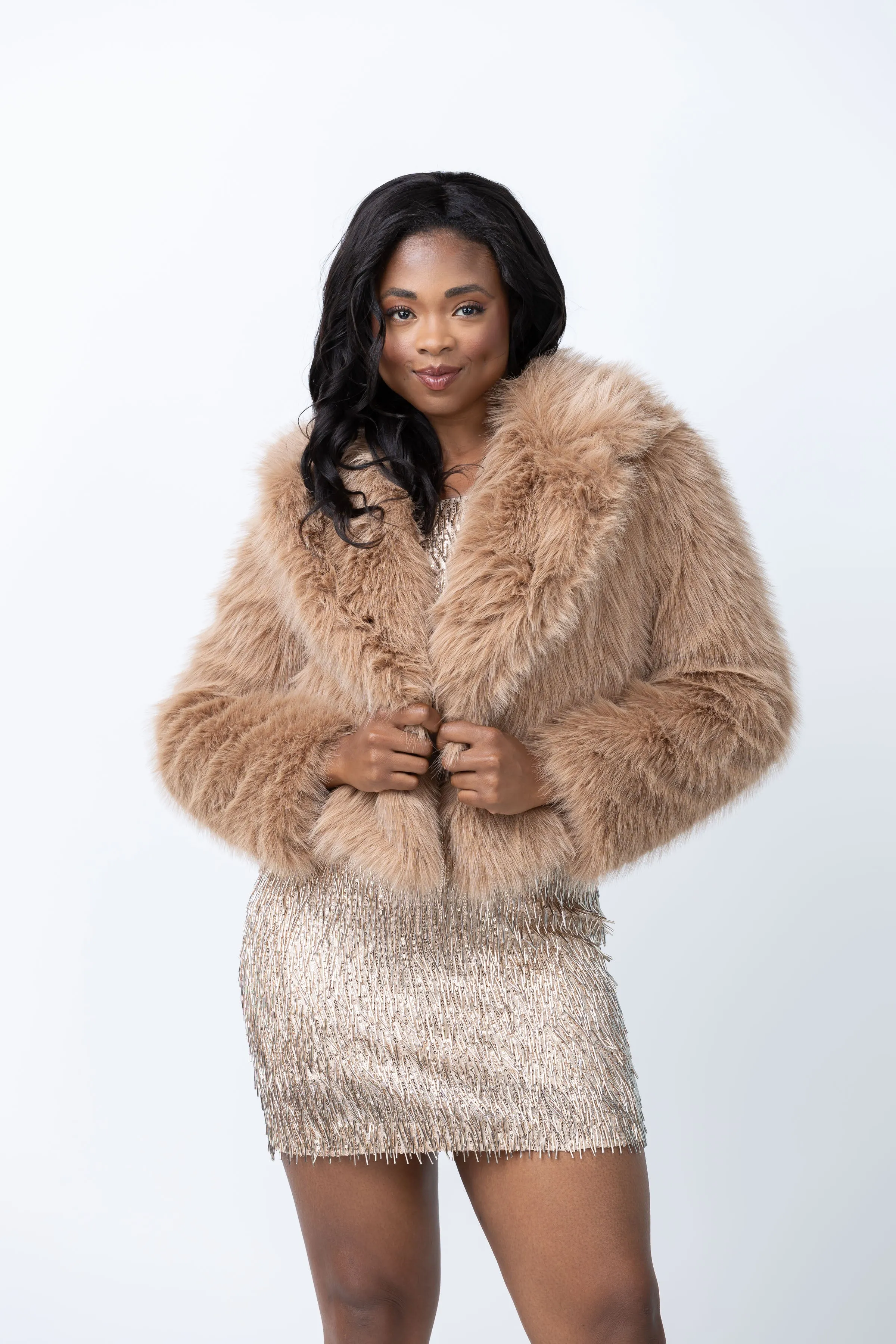 The Sei Faux Fur Bomber in Mink