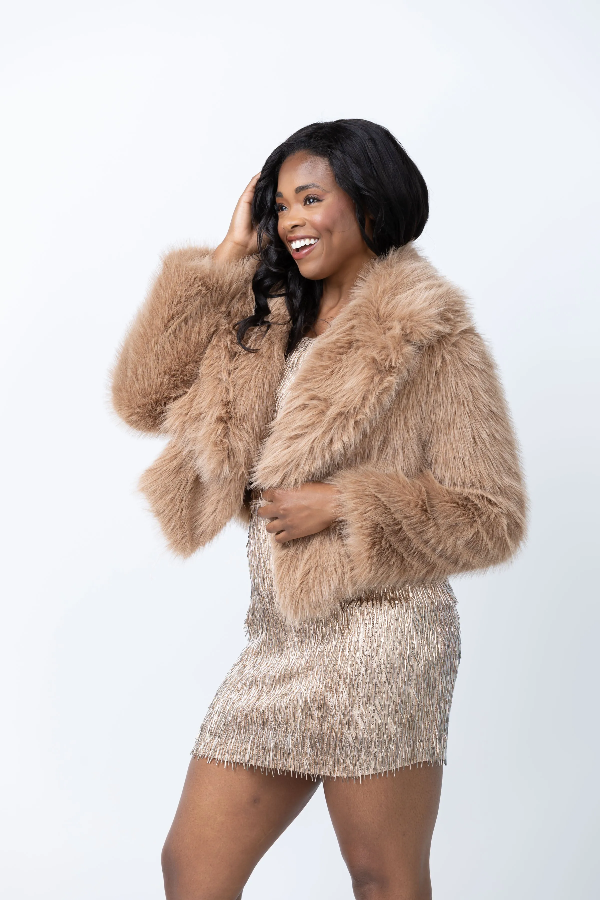 The Sei Faux Fur Bomber in Mink