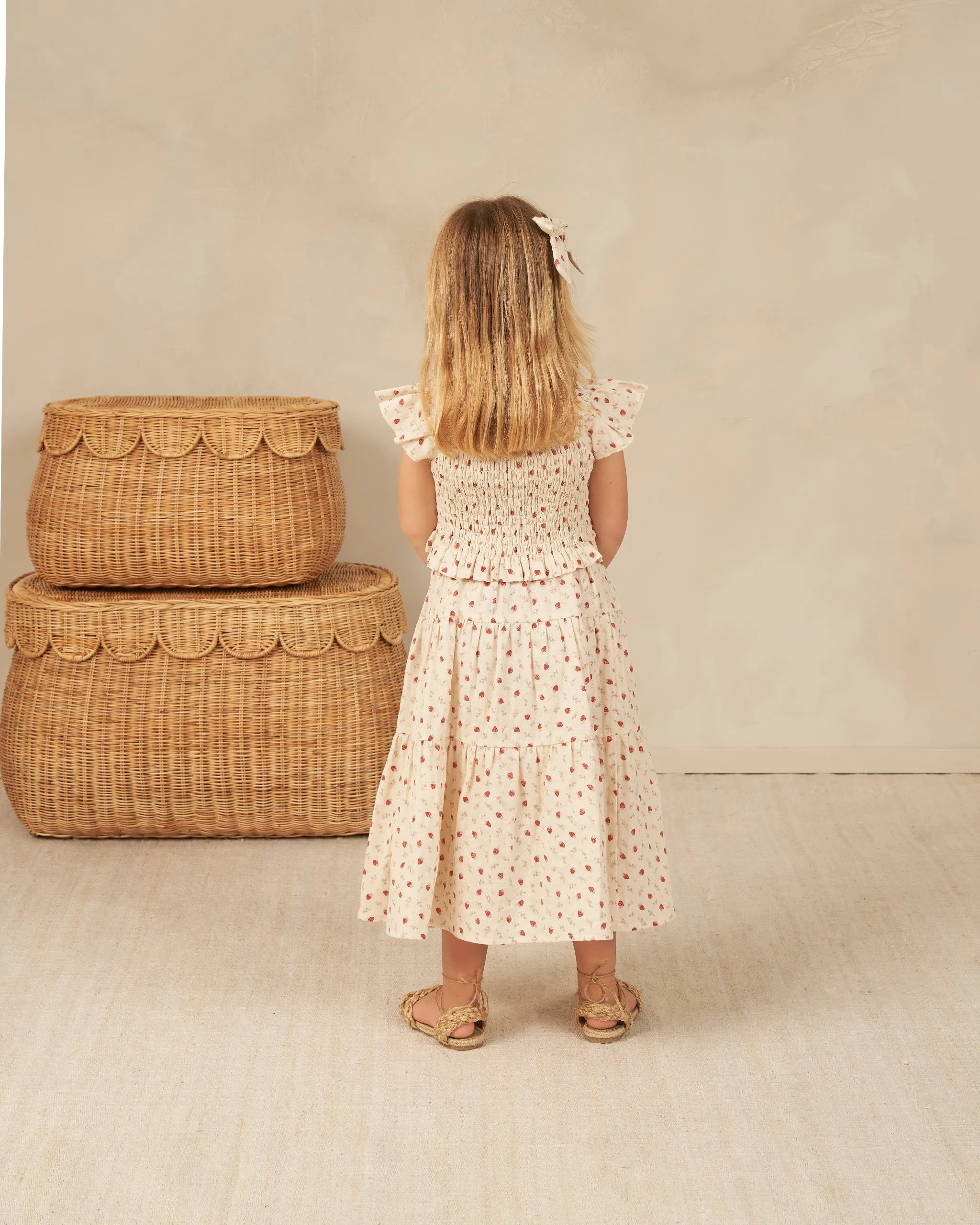 The Tiered Midi Skirt by Rylee   Cru - Strawberry Field - KIDS