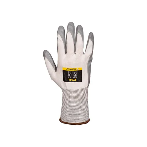 Tillman 1761 White/Grey Nylon Knit Nitrile Coated Gloves (1 Pair)