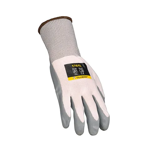 Tillman 1761 White/Grey Nylon Knit Nitrile Coated Gloves (1 Pair)