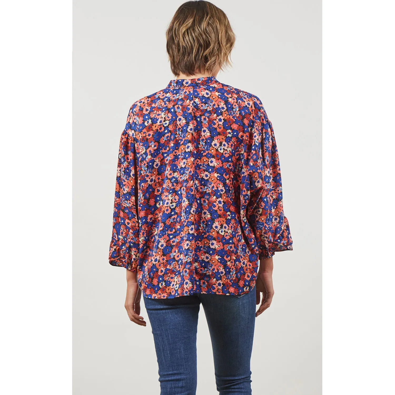 Top Romance Ruffle Blouse - Azure Bloom