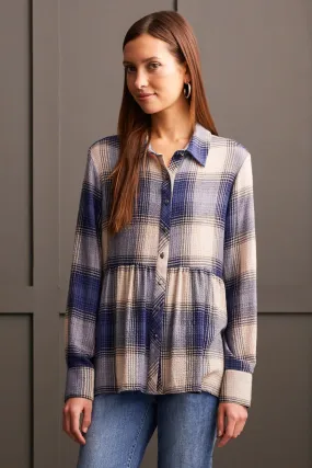 Tribal | Plaid Peplum Button Up | Women's