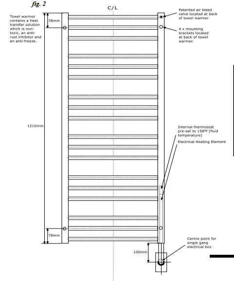 Tuzio Sorano Hardwired or plug in Towel Warmer - 23.5"w x 47.5"h