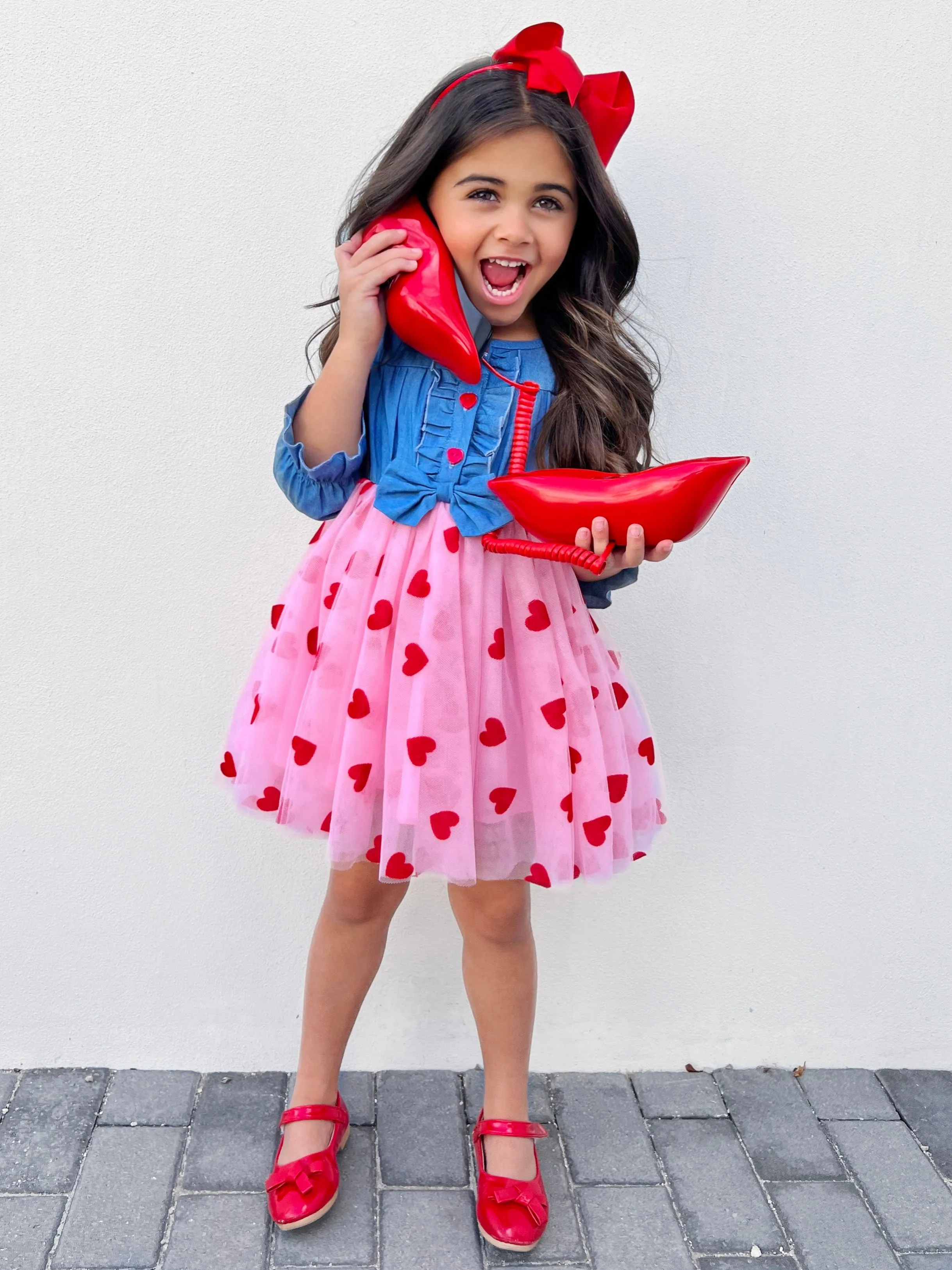 Twirl Into My Heart Chambray Tutu Dress