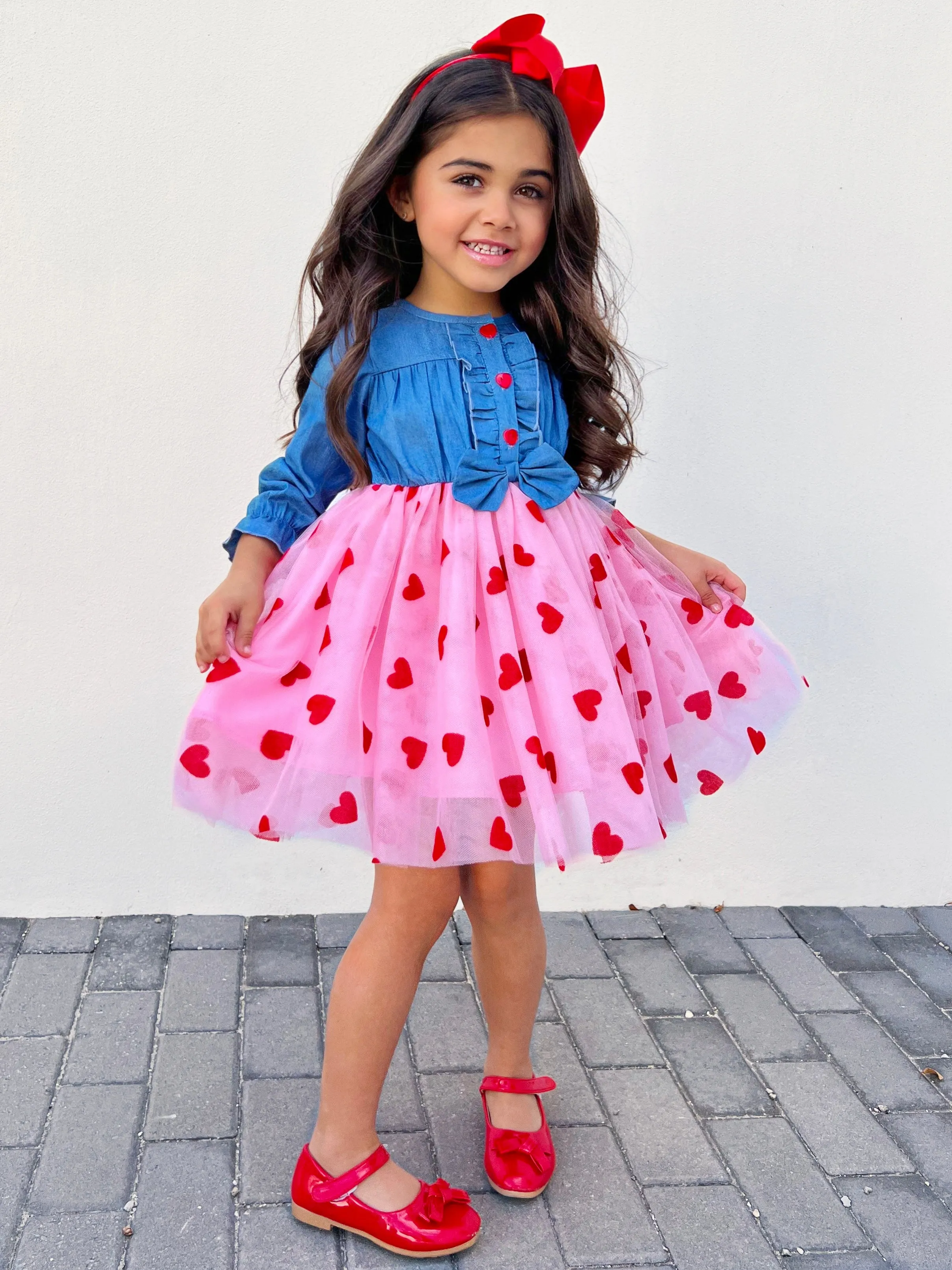 Twirl Into My Heart Chambray Tutu Dress