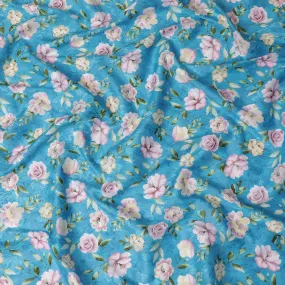 Uragiri Blue Rose Cotton Voile Fabric - Traditional Japanese, 110cm Width-D17741