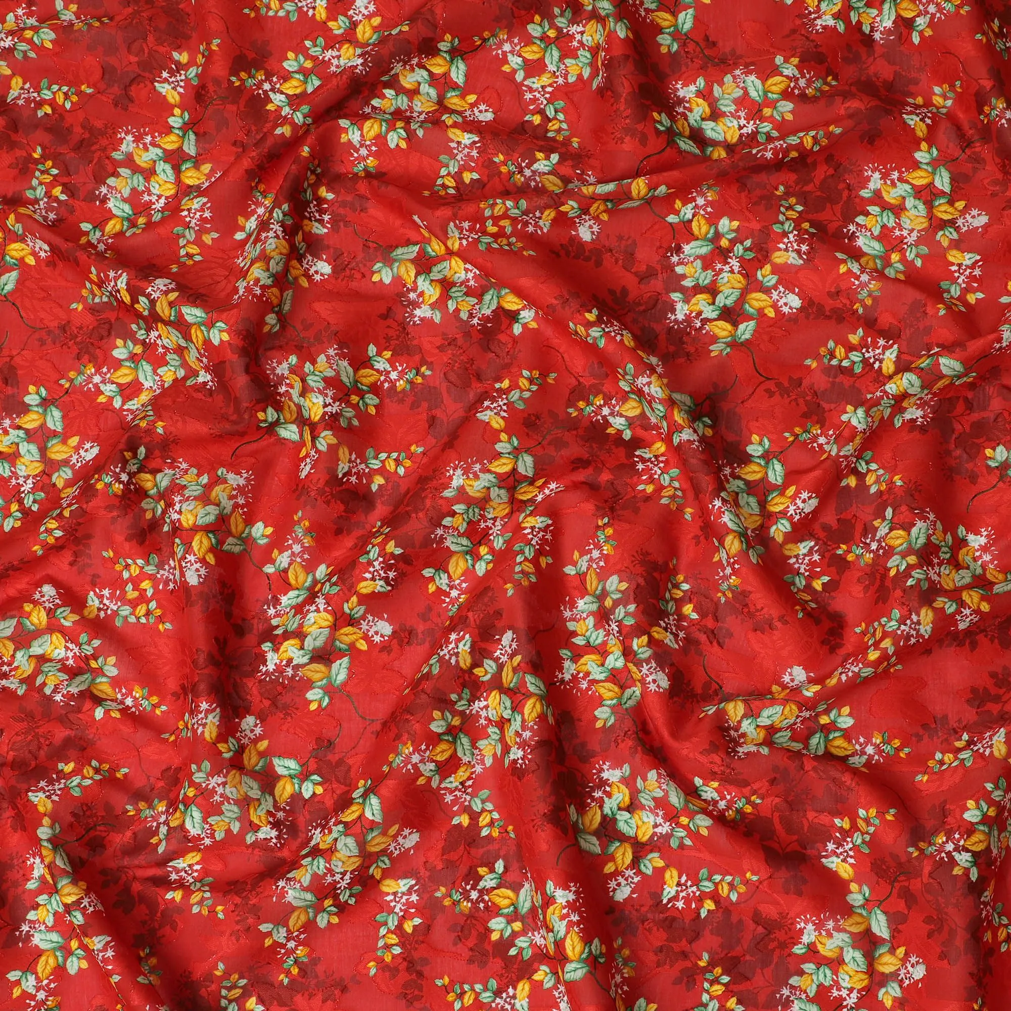 Uragiri Cotton Voile Fabric - Fiery Red with Delicate Floral Print, 110 cm Width, Japanese Artistry-D17729