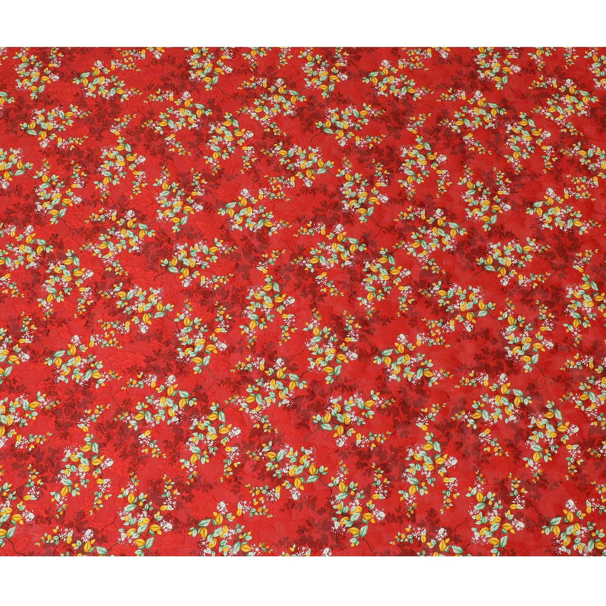 Uragiri Cotton Voile Fabric - Fiery Red with Delicate Floral Print, 110 cm Width, Japanese Artistry-D17729