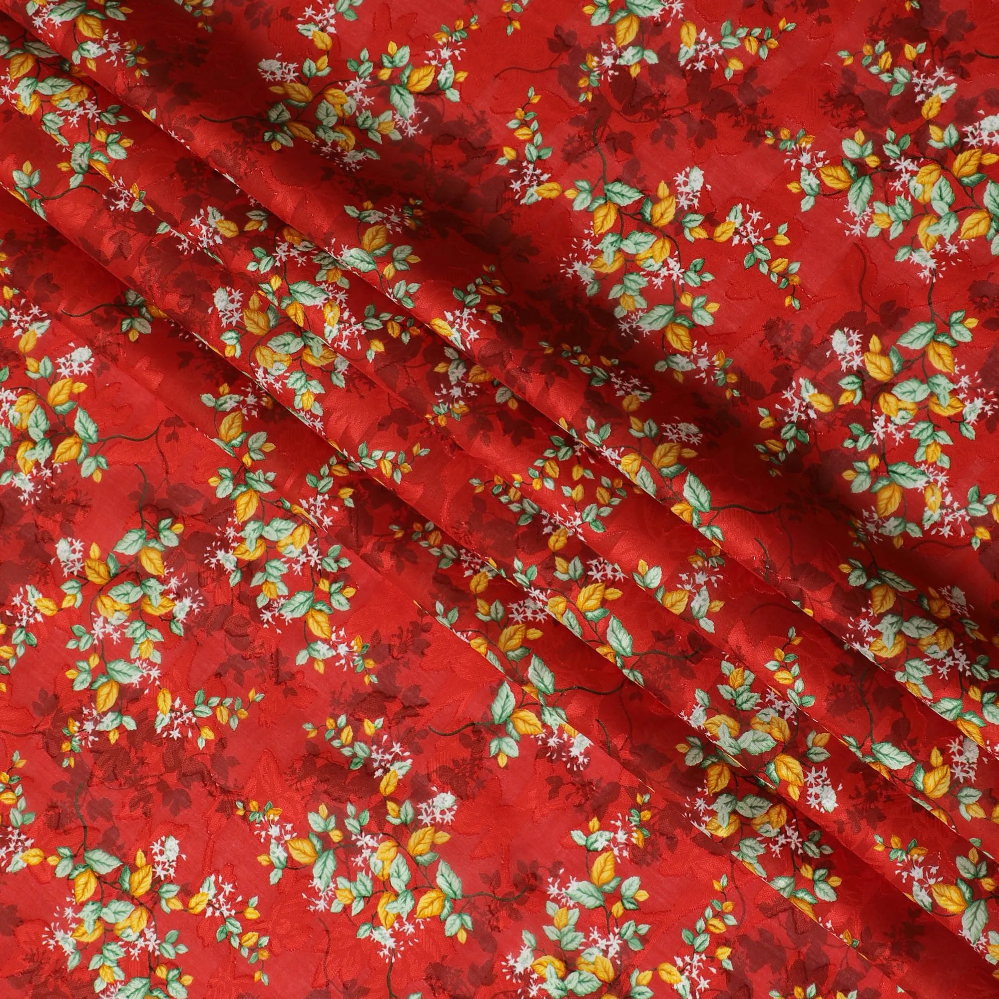 Uragiri Cotton Voile Fabric - Fiery Red with Delicate Floral Print, 110 cm Width, Japanese Artistry-D17729